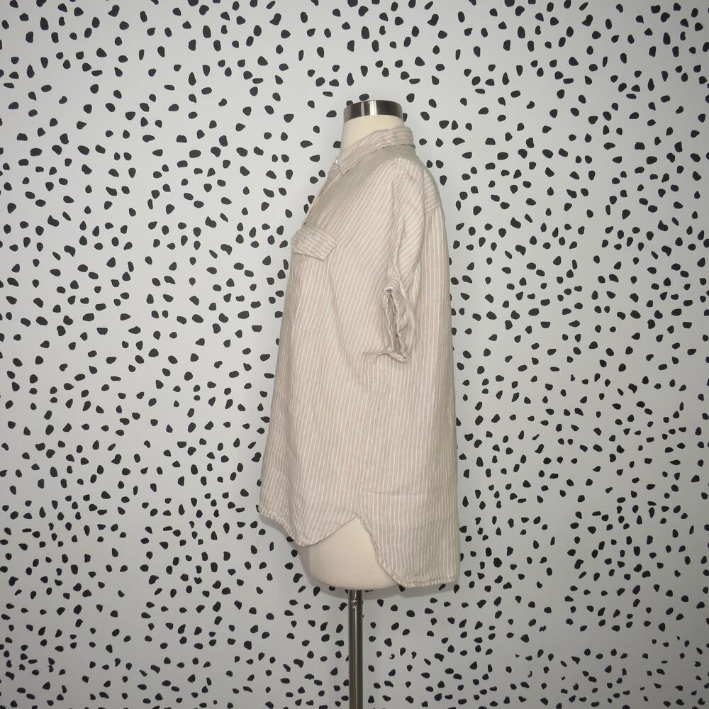 J. Crew x Baird McNutt Tan Striped Linen Short Sleeve Top - Picture 6 of 11